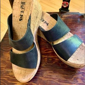 Korks Leather Wedge Sandals